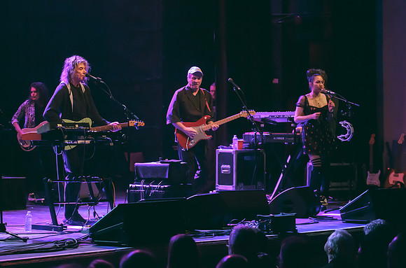 Jerry Harrison & Andrew Belew at The Danforth Music Hall on March 2, 2023. Embrace Presents presentation.